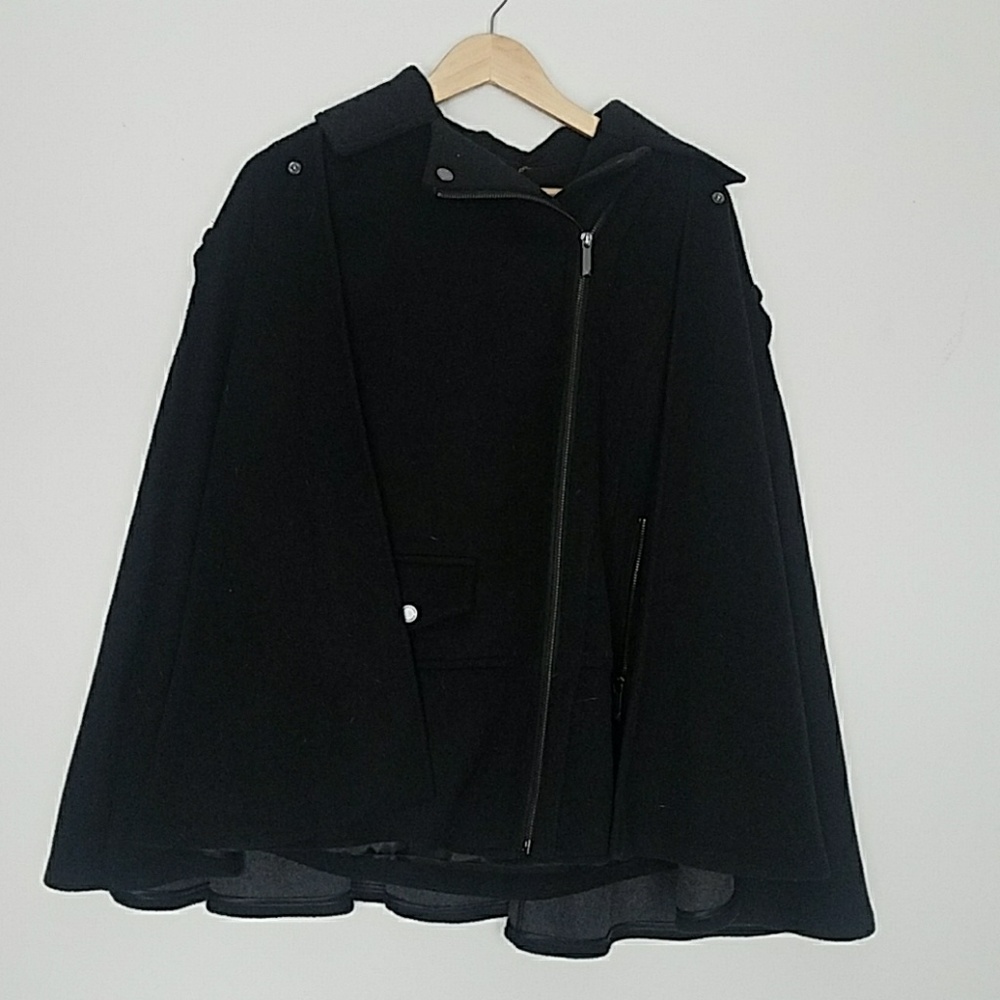 BCBG max azria wool moto capelet
